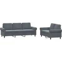 vidaXL 2-delige Loungeset met kussens fluweel donkergrijs