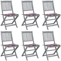 vidaXL Opklapbare stoelen (6 stuks) met kussens, gemaakt van massief acaciahout