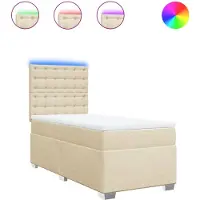 vidaXL Boxspring met matras stof crèmekleurig 90x190 cm