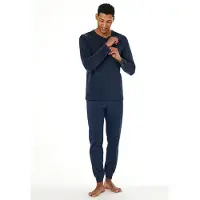 Schiesser pyjama Casual Essentials diepzeeblauw - 100% katoen - Maat 50