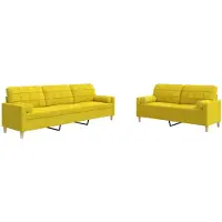 vidaXL 2-delige Loungeset met sierkussens stof lichtgeel