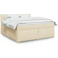vidaXL Boxspring met matras stof crèmekleurig 180x200 cm