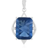 Cavill - Zilveren Hanger - 925 Sterling Zilver Gerhodineerd - 11,75 ct Fluoriet Kleurwissel - 0,285 ct Pavé Zirkonia - Elegant Achthoek