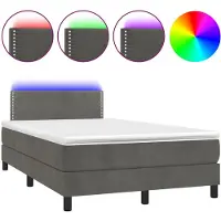 vidaXL Boxspring met matras en LED fluweel donkergrijs 120x190 cm