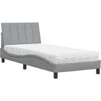 vidaXL Bed met matras "Hanko", lichtgrijs, 90x190 cm, gestoffeerd