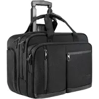 KROSER Hybride Business Laptoptrolley 17 Inch – Zakenkoffer – TSA Friendly – RFID Bescherming – Waterbestendig – Anti-Diefstal – Ruime Vakken – Zwart
