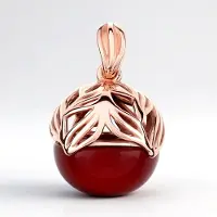 Cavill - Rode Colombiaanse Barnsteen Hanger 2,6 ct - 925 Sterling Zilver Roségoudverguld - Ronde Cabochon - Vintage Elegant Sieraad