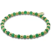 CO88 Collection 8CB-91455 Kralen Armband Dames – Groene Agaat – Goudkleurige Details – Rekbare armband
