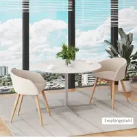 HAUSS SPOLE Eetkamerstoel Set Van 2 - Kuipstoel Met Dikke Vulling En Verstelbare Voetdoppen - Voor Keuken, Eetkamer En Make-uphoek - Metaal En Hout - Beige