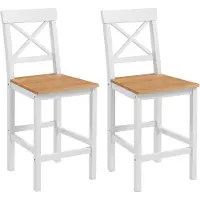 HOMCOM Barkruk Set van 2 - Keukenkruk, Landelijke Kruk - Naturel