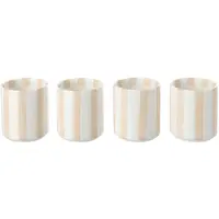 J-Line kopje Gestreept - steengoed - lichtbeige/wit - 4 stuks