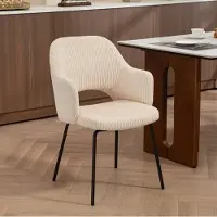 HAUSS SPOLE Eetkamerstoel - Kuipstoel Met Armleuningen - Comfortabele Cordstof - Voor Eetkamer, Woonkamer En Make-uhoek - Beige