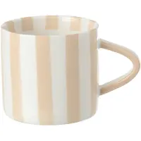 J-Line kop Gestreept - steengoed - lichtbeige/wit - 4 stuks