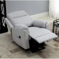 STILVORA Relaxfauteuil 83 x 89 x 102 cm - Elektrische Sta-Op Hulp Met Ligfunctie En Voetensteun - Voor Woonkamer - Stof Lichtgrijs