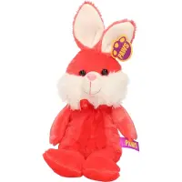 Heunec Paashaas/haas/konijn knuffel dier - zachte pluche - rood - cadeau - 32 cm - met strikje