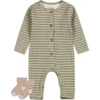 Dirkje - Noppies - Boxpak Light Faded Green - sokjes bruin gestreept - Maat 44