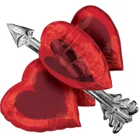 Amscan Folieballon Ultrashape Heart Arrow 68 Cm Rood/zilver
