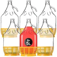 Kadax wijnballon, glazen ballon voor wijn, glazen wijnvat, gistingsballon, vat voor wijn van glas, clip-on fles met mand, gistingsvat voor wijn, glazen gistingsballonset