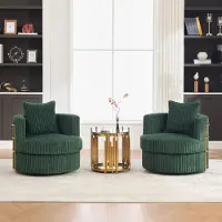 HAUSS SPOLE Fauteuil - Draaifauteuil Set Van 2 - 360 Graden Draaibaar Met Opbergruimte Onder Zitting - Voor Woonkamer En Slaapkamer - Cord Smaragdgroen