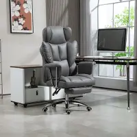 STILVORA Bureaustoel Met Liegefunctie En Voetsteun 46 54 Cm Hoogteverstelbaar Draaibaar Met Wielen Voor Bureau En Thuiswerk Donkergrijs