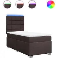 vidaXL Boxspringbed met matras, donkerbruin, 100x200 cm, met stoffen bekleding