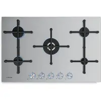 Klarstein Illuminosa 5 gaskookplaat - 5 Sabaf-branders, roestvrij staal, 4 kW wokbrander, elektrische ontsteking, vlambeveiliging, geschikt voor vloeibaar en aardgas, 76x13x50 cm