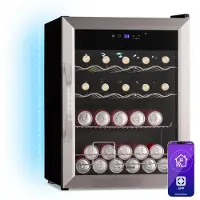 Klarstein Coachella 60 Drankenkoelkast - 60 L wifi-compatibel, LED-verlichting, Roestvrij staal, Fluisterstil, 3-18 °C, Uitneembare schappen, Drankenkoelkast met glazen deur