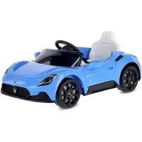 Sun baby Elektrische kinderauto Maserati GT Cabrio vanaf 3 jaar, Loopauto met lichtfuncties, afstandsbediening, MP3-speler, USB, Bluetooth (Blauw)