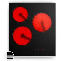 Klarstein Verosteel keramische kookplaat - 45 cm, 3-zones, elektrische kookplaat met touch slider, ovale zone, timer & kinderslot, onderhoudsvriendelijk glazen oppervlak, minimalistisch keukendesign