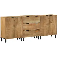 vidaXL 3-delige Dressoirs 60x33x75 cm massief mangohout bruin