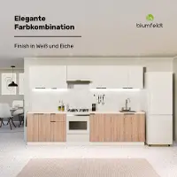 Blumfeldt Keukenkast met werkblad - Moderne ladekast met 30 mm MDF-werkblad, Soft-close-scharnieren, Verstelbare ABS-voeten, Melaminegecoat, Mat-zwarte grepen