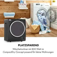Klarstein Jet Set 2500 wasdroger, luchtafvoerdroger, 850 W, energieklasse G, 2,5 kg, 50 cm, zwart