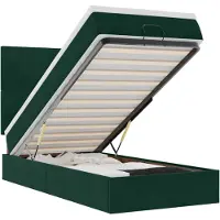 vidaXL Ottoman bed met matrassen en LED's 90x200cm fluweel donkergroen