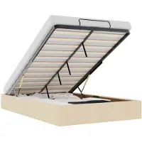 vidaXL Bedframe zonder matras 120x190 cm stof crèmekleurig