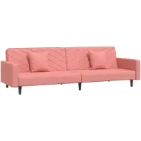 vidaXL Slaapbank 2-zits met 2 kussens fluweel roze