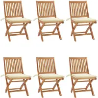 vidaXL Klapstoelen met kussens, 6 stuks, massief teakhout
