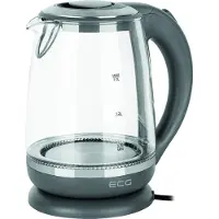 Ecg RK 2020 Grey Glass Waterkoker - Elegant design van kunststof en roestvrij staal in combinatie met gehard glas - 2,0 L
