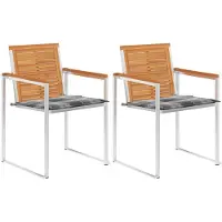 vidaXL Tuinstoelen 2 st met kussens massief acaciahout en staal