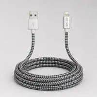 Grixx laadkabel USB-A naar Lightning 3 m MFi laden en data grijs-wit