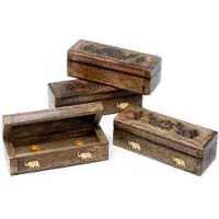 Freak Scene Wierook Kegel Rookdoos - Wierookbrander Voor Wierookkegels - Mangohout - Handgemaakt In India - 15x5x5cm