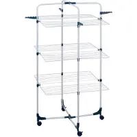 Dirt Devil Droogrek ‑ 30 kg Draagvermogen ‑ 3 Niveaus met 6 Plateaus ‑ 30 meter Lijnlengte ‑ 4 Haken voor Kledinghangers ‑ Wieltjes