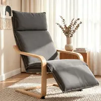 HAUSS SPOLE Fauteuil Schommelstoel Met Voetsteun – Modern Scandinavisch Design – Voor Woonkamer En Leeshoek – Stof – Donkergrijs