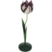 Meander Tulp kandelaar wit/paars 10x10x35cm