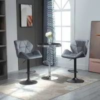HAUSS SPOLE Barhocker Set Van 2 Met Rugleuning En Verstelbare Hoogte 360 Draaibaar Gepolsterd Voor Huisbar En Keuken Velvet Grijs