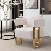 HAUSS SPOLE Minimalistische luxe fauteuil: Wit Velvet armstoel met armleuningen en rugleuning voor woonkamer, slaapkamer of balkon