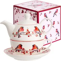 Duo Tea for One Set Kerstvogels - Porseleinen Theepot & Kop