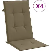 vidaXL Stoelkussens 4 st hoge rug 120x50x4 cm stof gemêleerd taupe
