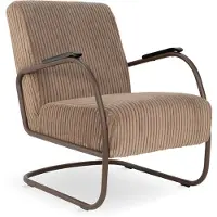 Spinder Design Retro Fauteuil - Brede ribstof - Chocolate Brown/Espresso - Staal