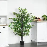 STILVORA Kunstplant Realistisch Met 756 Bladeren – Ø 20 x 145 cm – Kunststof, Katoenvezel En Cement – Groen – Voor Binnen En Buiten – Inclusief Pot