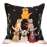 Meander Kussen honden met sjaal, vilt incl. vulling 35x14x40cm